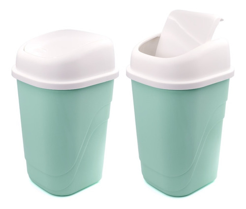 Bote De Basura Con Tapa Balancín Chico 2 Pack Color Verde