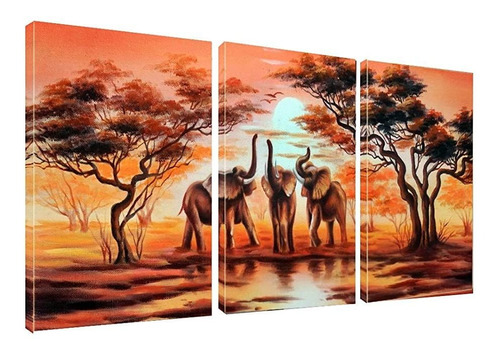 Canvas Art Pared Elefantes Africanos Pintura Impresión En Li