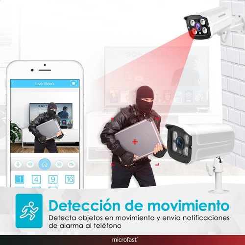 Imagen 5 de 9 de Cámara Seguridad Ip Wifi Exterior Hd Movimiento Micrófono