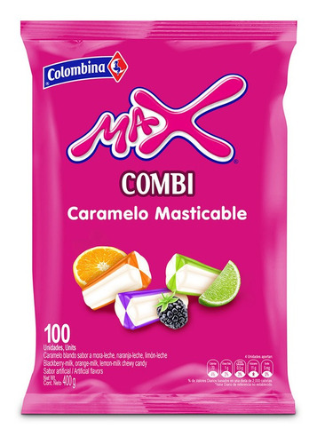 Masticables Max Colombina 400 Gr( 2 Bolsa)-super