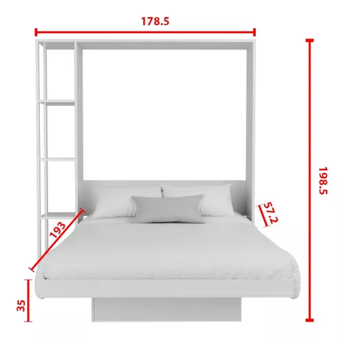 Cama Abatible Individual Base Plegable Esencial Amanta Pared