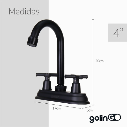 Llave Mezcladora Lavabo 4´ Acero Inoxidable Lavamanos Baño Color Negro