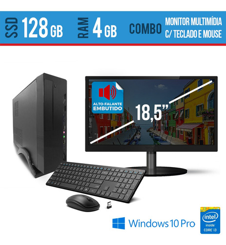 Imagem 2 de 2 de Pc Intel I3 4gb Ssd120 Teclado S Fio Windows Monitor C Som
