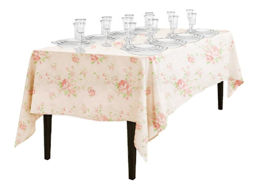 Mantel Rectangular Para Comedor Estampado Flores 180x140cm