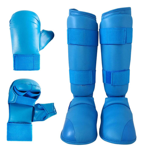 Equipo De De Karate, Guantes De Boxeo, Espinilleras, Azul S