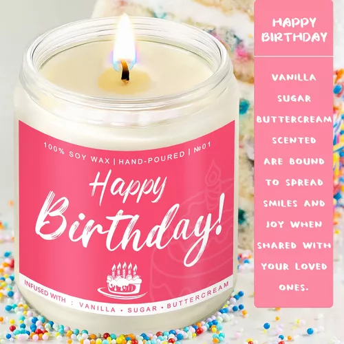 Velas de regalo de feliz cumpleaños para mujeres, velas perfumadas de  vainilla de crema de mantequilla, regalo único para mejor amiga, idea de  regalo