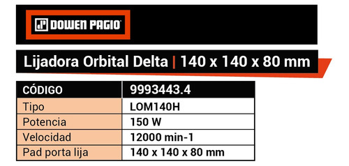 Imagen 5 de 9 de Lijadora Orbital Delta 150 W 220 V Dowen Pagio 9993443.4
