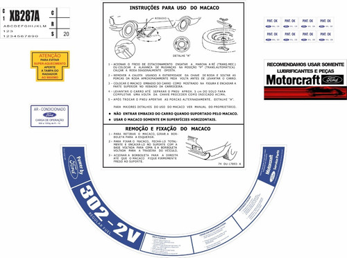 Adesivos Etiquetas De Advertência Kit Motor Ford Maverick V8 Canadense Et03 Frete Fixo Fgc