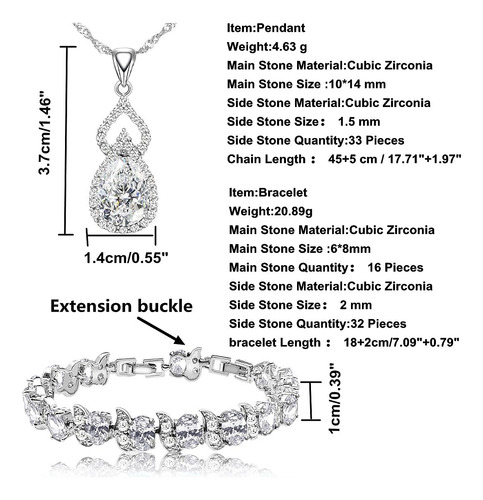 Juego De Joyas Chapadas En Platino Para Mujer Regalo Ideal