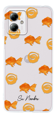 Funda Para Motorola Para Mujer Patrón Pez Peces Con Nombre