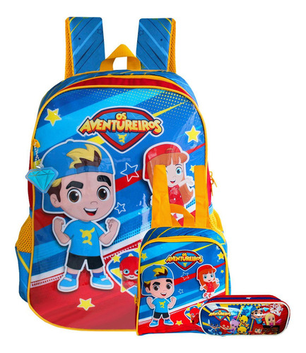 Mochila De Alças Aventureiros  Lancheira  Estojo Duplo