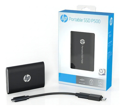 Disco Solido Externo Hp Ssd P500 500gb Usb + Adaptador Otg C Color Negro