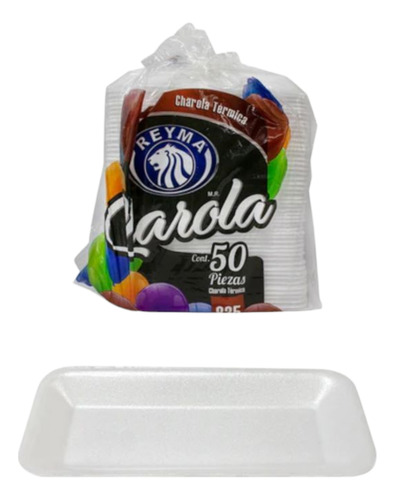 Paquete Charola Unicel Hotdog C/500 Reyma Mod.835 Blanco