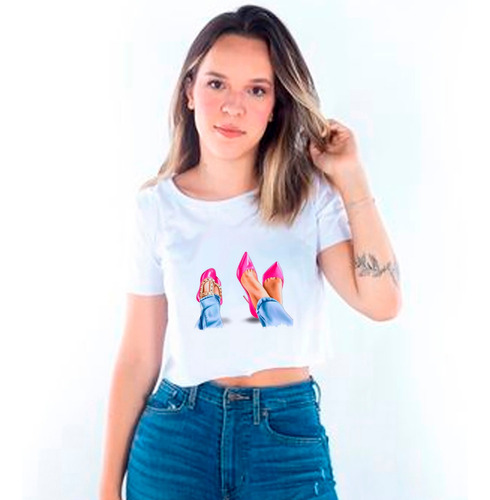 Camiseta Feminina Mae  Filha  Sapato  Rosa