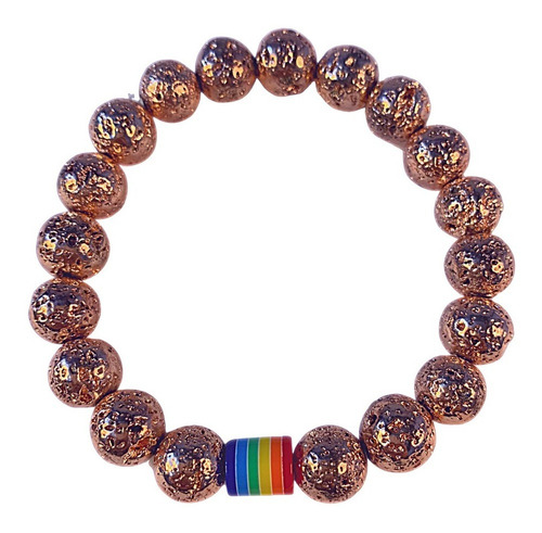 Pulsera Piedra Volcánica Rainbow Arcoiris Pride Lgbt Regalo