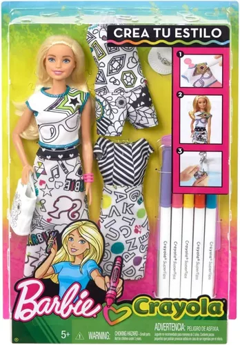 maorí débiles Pigmento Barbie Crea Tu Estilo Pinta Vestidos Crayola Mattel Fph89