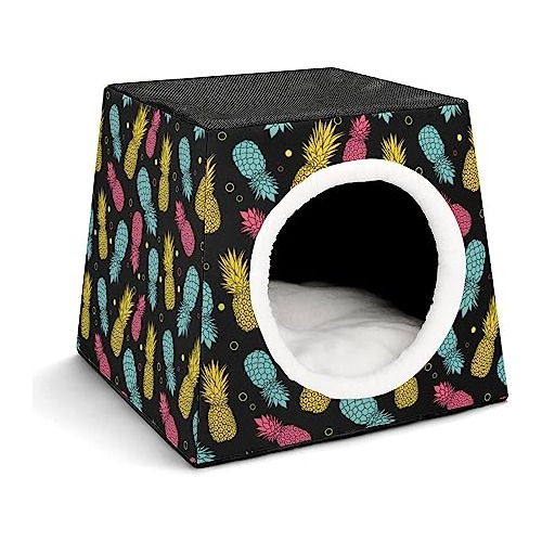 Summer Colorful Tropical Pineapple Dog House Cat Tent Durabl