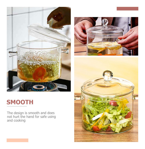 Olla De Vidrio Con Tapa Para Cocinar En Vidrio Con Alto Cont