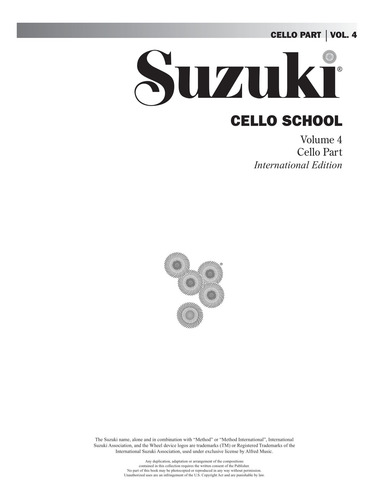 Suzuki Cello School, Cello Part Volume 4, International Edit