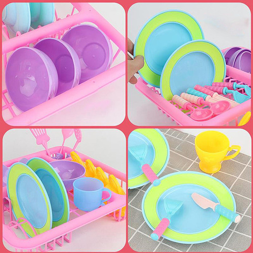 De Juego Colorido De Vajilla Lavable Y Seco Para Niños Con