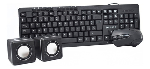 Teclado + Mouse + Bocinas Naceb Na-228n Alámbrico Kit 3 En 1 Color del mouse Negro Color del teclado Negro