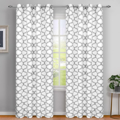 Cortinas Boho De 84 Pulgadas De Largo Gris Y Blanco Geo Marr