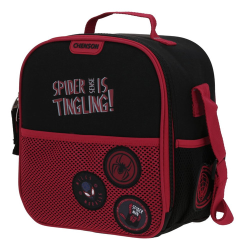 Lonchera Termica Chenson Miles Morales Mora Para Niño Spider Negro Liso