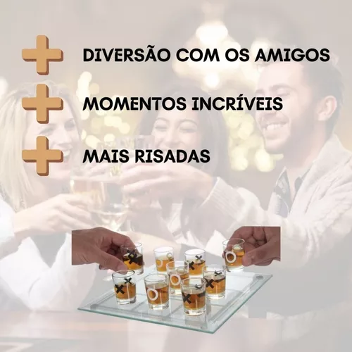 Jogo Da Velha Drink Shot Tabuleiro Vidro Vira Toma Perde Br