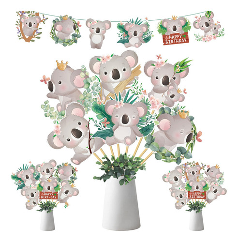 Koala - Centros De Mesa De Fiesta, 24 Piezas De Decoración.