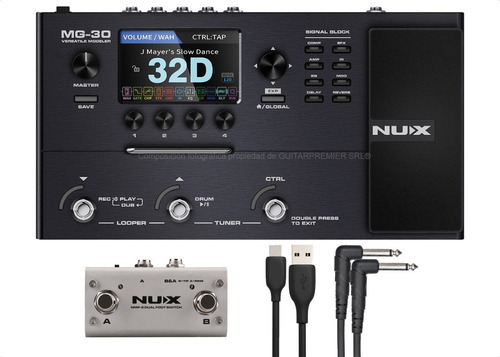 Pedalera Modelador Nux Mg30 Efectos Amplis Mics Pedal Cables