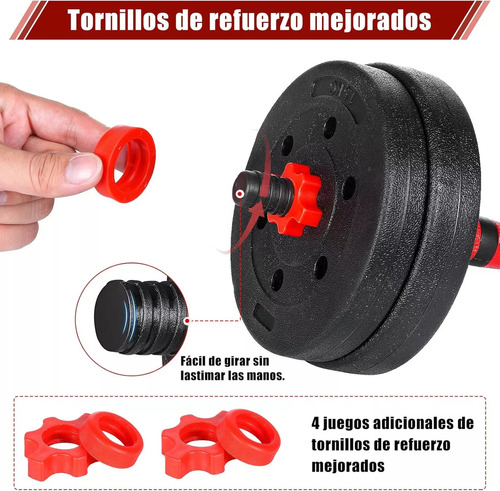 kit de pesas set mancuernas ajustable 20 kg Barra Recta con discos Ejercicio Color Negro ZKTeco