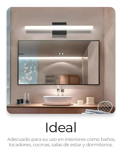 Lámpara Para Espejo De Baño Moderna Con Luz Led Blanca 24w Estructura Negro