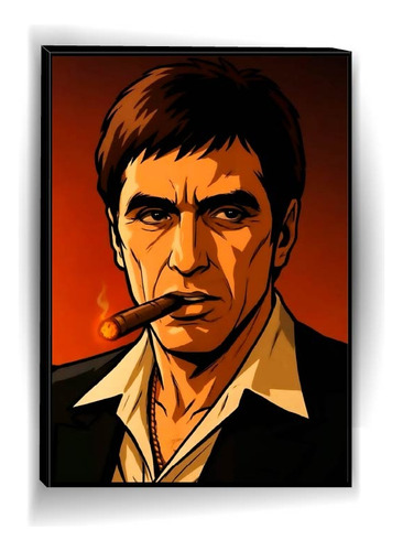Cuadro Decorativo Scareface Cara Cortada A0964 Negro
