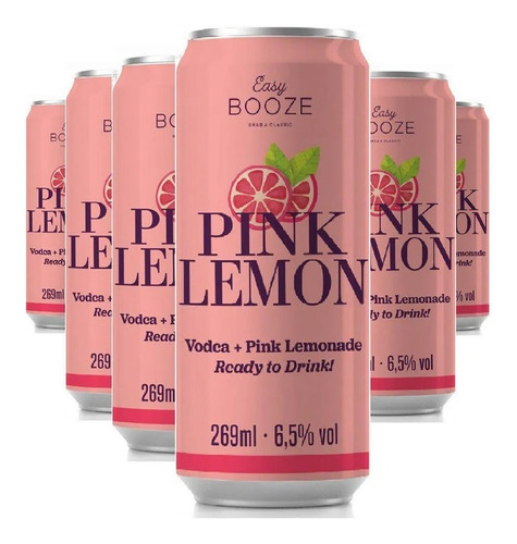 Imagem 1 de 1 de 6x Easy Booze Lata Vodka+pink Lemon 269ml