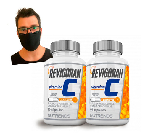 Imagem 4 de 5 de 2x Vitamina C 1000mg + Mascara Tecido 100% Algodão Brinde