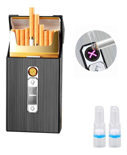 Cigarrera Con Encendedor 2 En 1 Recargable  Usb Y 2 Filtro