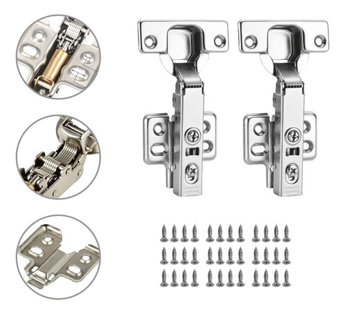 Bisagra Bidimensional Recta Cierre Suave Níquel 16 Piezas