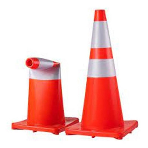 Kit 5 Cone Flexível 75cm Lar. Com Refletivo Norma Nbr 15 071