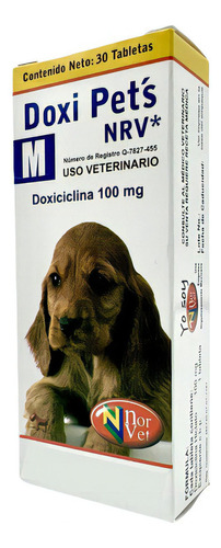 Doxi Pets M Nrv Doxiciclina 100 Mg Perros Y Gatos 30 Tabs Empaque Del Producto Cajita De 30 Tabs