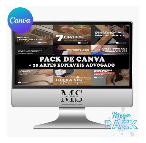 Pack Canva +20 Artes Editáveis Advogados