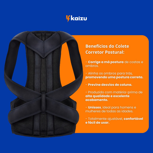 Colete Corretor De Postura Ortopédico Coluna Lombar Unisex