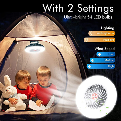 Ventilador De Acampamento Da Barraca Com Luz Noturna Portáti