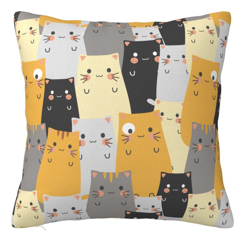 Divertida Funda De Almohada De Gato De 18 X 18 Pulgadas, Bon