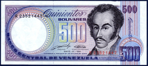 Billete De 500 Bolívares R8 Mayo 31 1990 Bolívar Orquídea