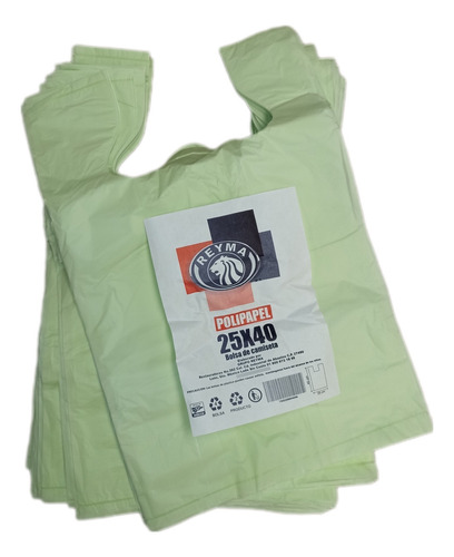 Bolsa Polipapel Reyma Camiseta 25x40 1 Kilo 125 Pz Aprox Verde Claro Polipapel