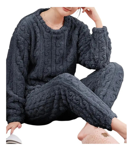 Pijama Conjunto Pijama Forro Polar Mujer + Pantuflas