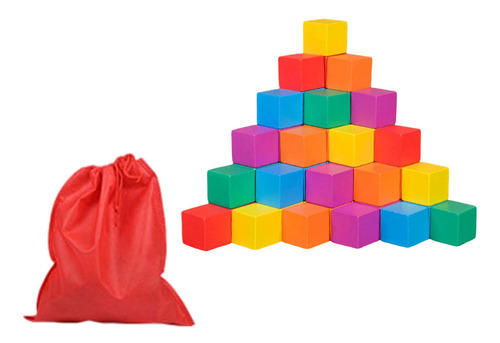 Cubos De Madera Sólidos De Colores, Juguete 3 Cm 50 Piezas