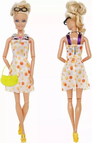 32 Piezas De Accesorios Para Muñecas, Ropa De Barbie, 10x Vestidos Lindos Mezclados, 10x Zapatos, 4x Gafas, 6x Collares, 2x Varitas