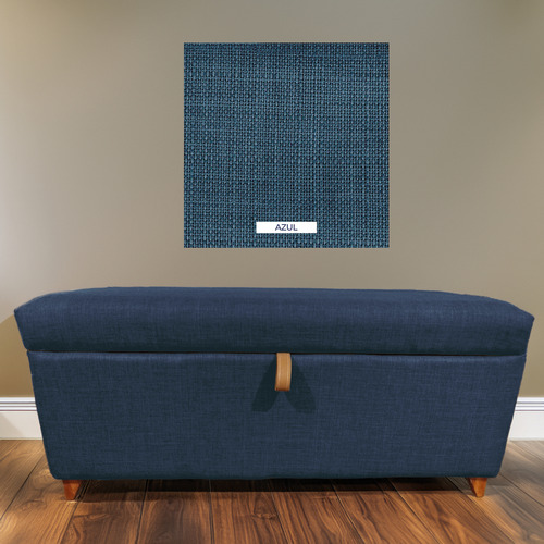 Baúl Banco 100cm Lino Azul Baul Banco 100cm