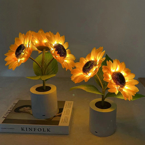 Luz Nocturna De Simulación Led De Girasol Recargable